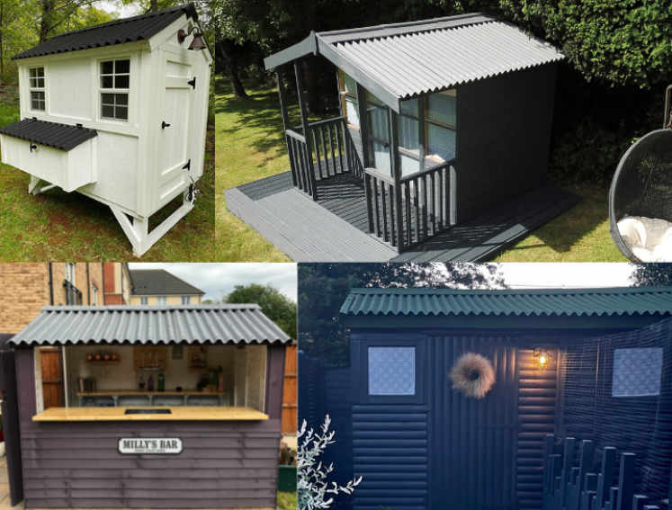 A chicken coop, a garden bar, a shed and a summerhouse all with Onduline's CLASSIC roofing