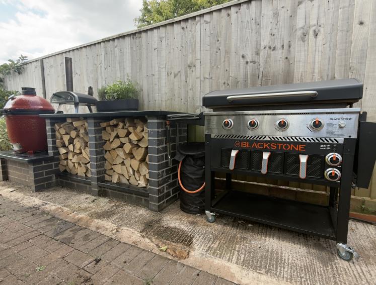 A BBQ set up in a garden