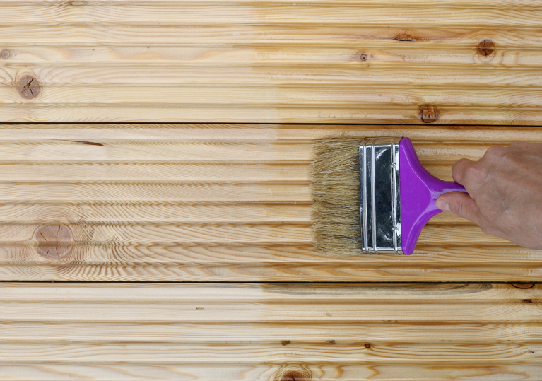 Wood being treated