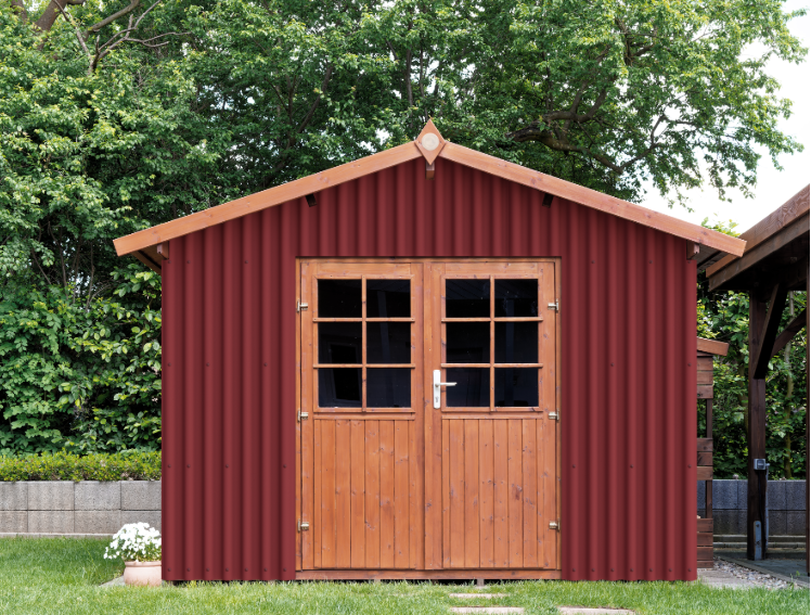 ONDULINE CLASSIC sheets used as cladding on a garden shed