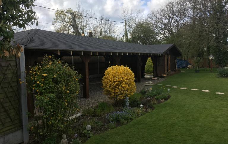 A garden shed and carport 